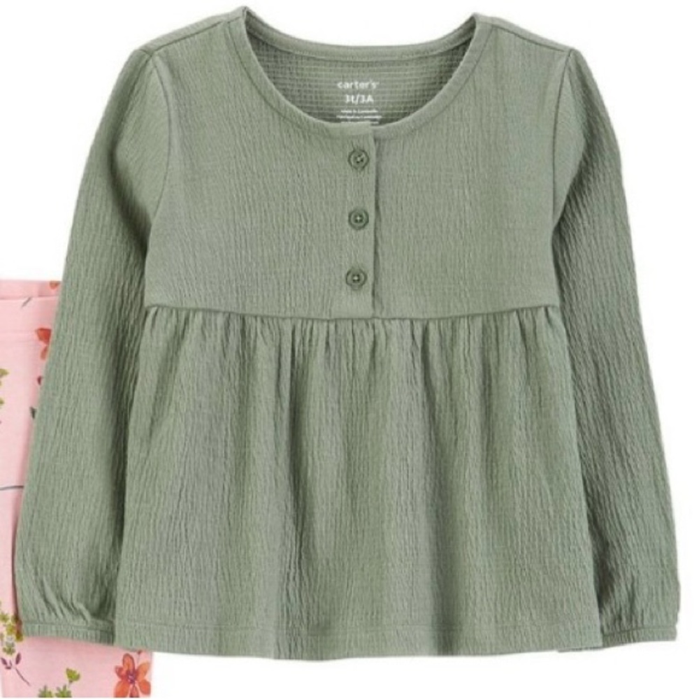 24M Carter's Olive Long Sleeve Baby Tee
